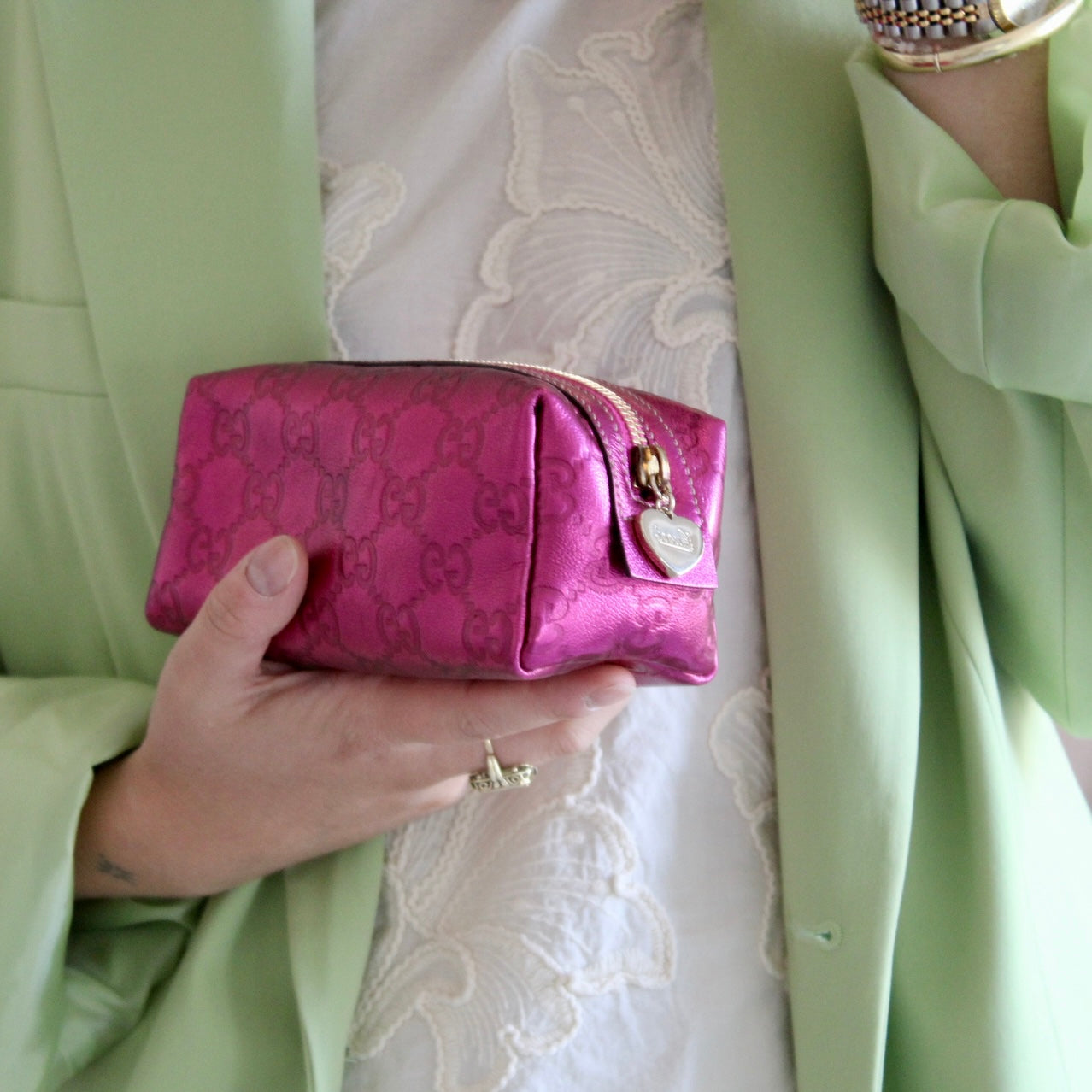Gucci Guccissima Metallic Pouch