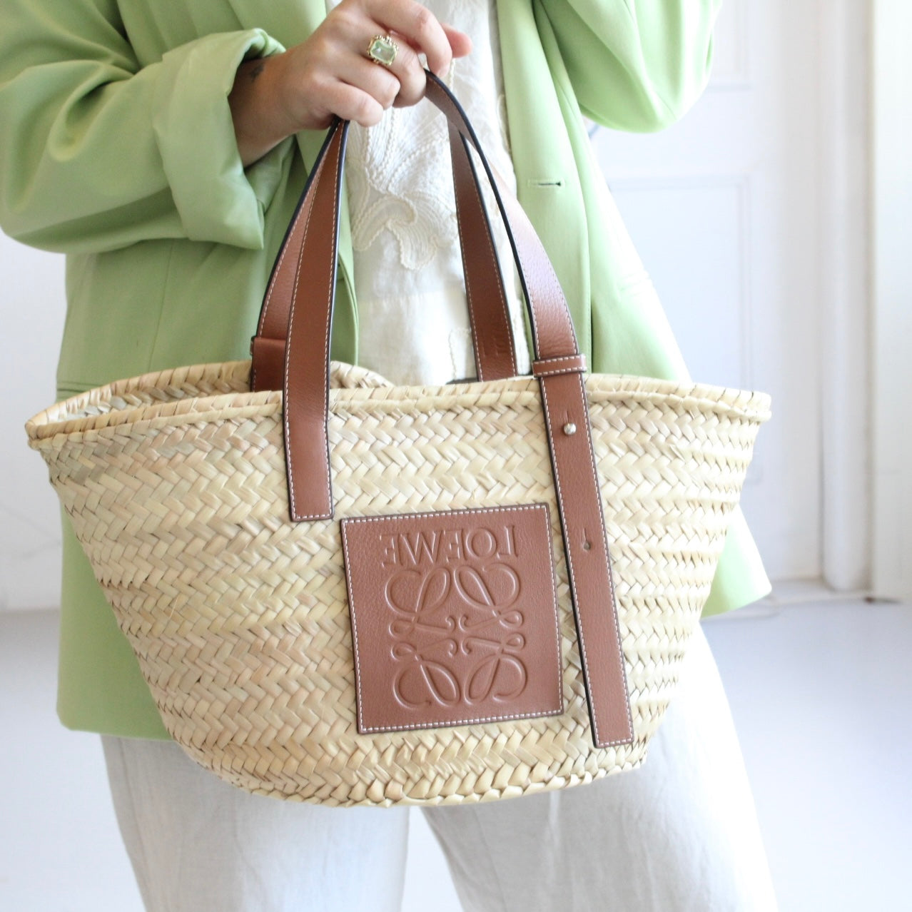 Loewe Medium Anagram Raffia Tote Bag