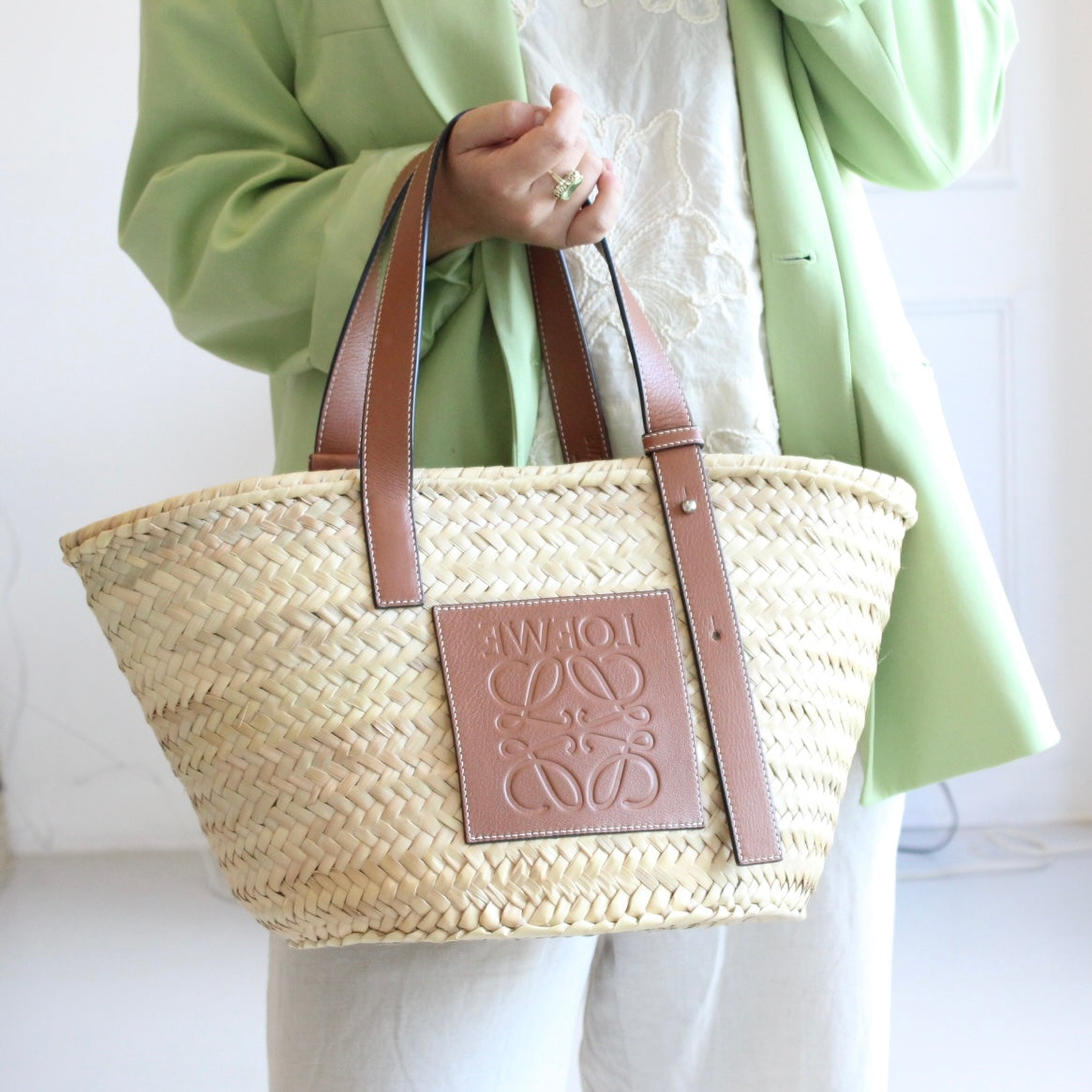 Loewe Medium Anagram Raffia Tote Bag