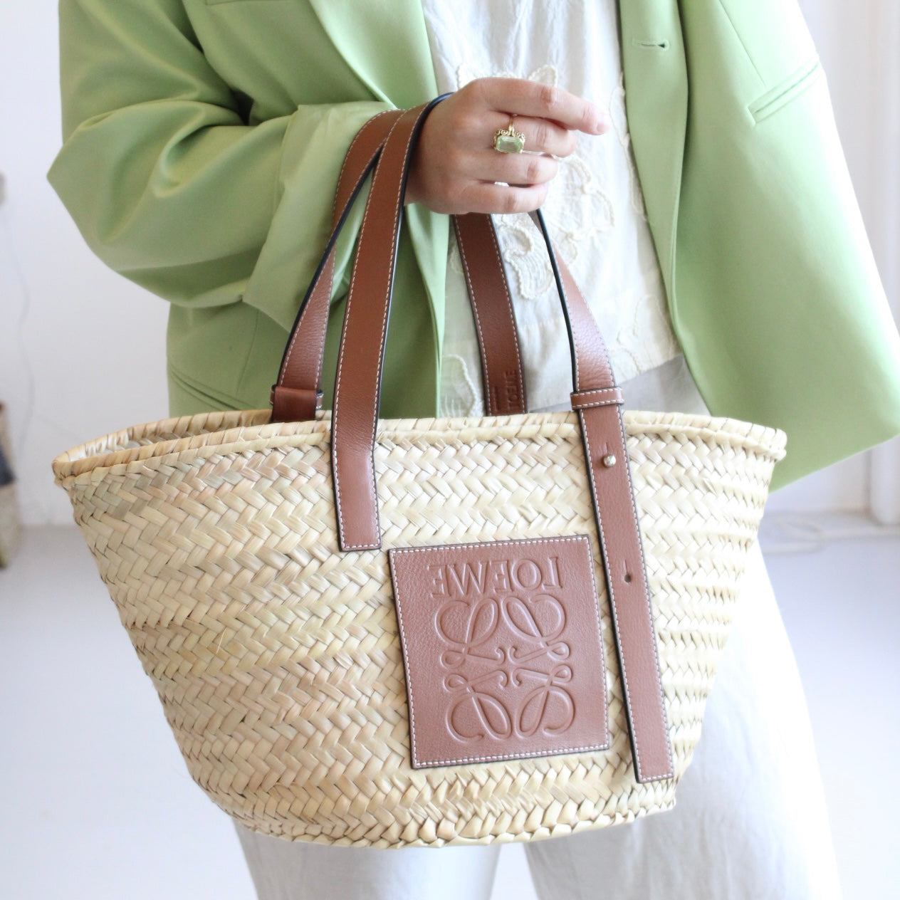 Loewe Medium Anagram Raffia Tote Bag