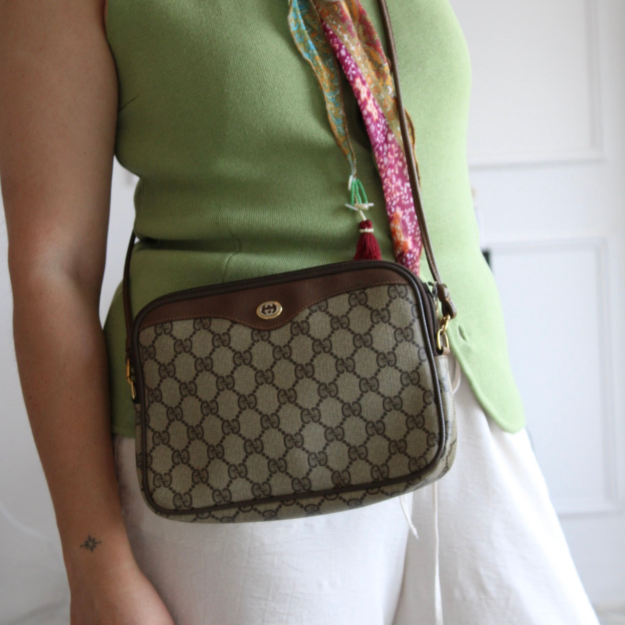 Gucci PVC GG Supreme Crossbody Bag