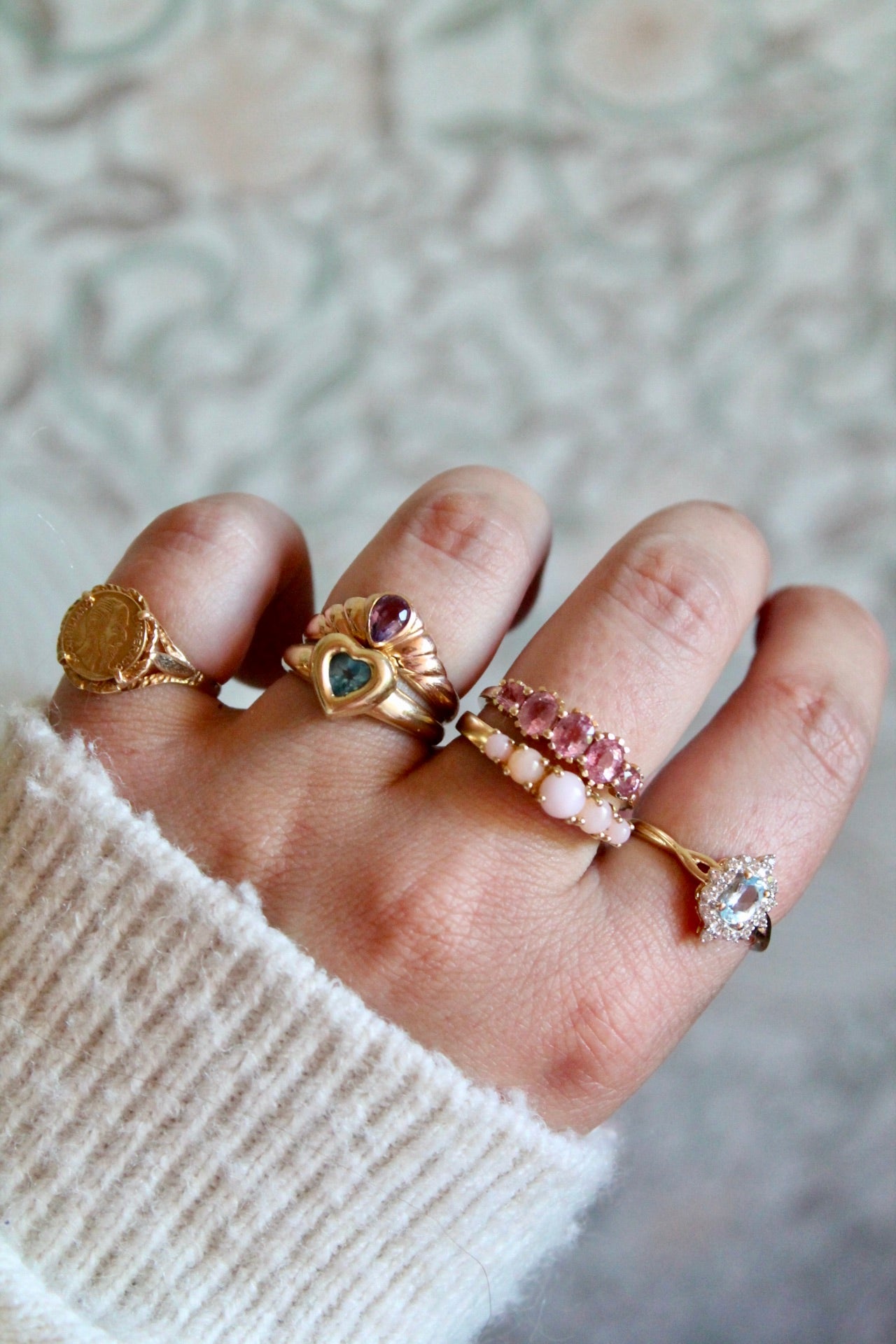 Pink Opal Row Ring
