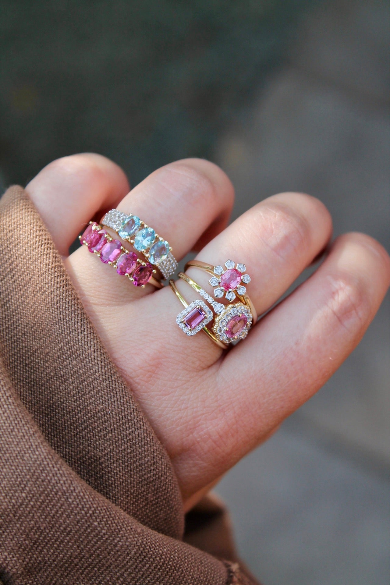 Padparadscha Sapphire Cluster Ring