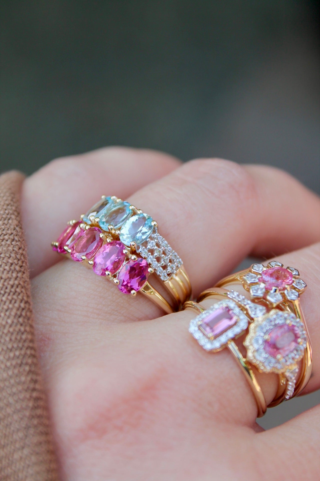 Rubellite Row Ring