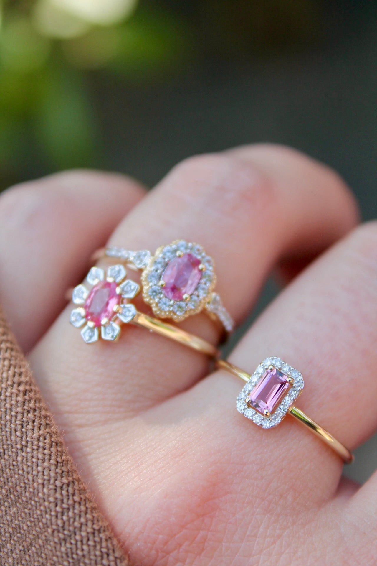 Tourmaline & Diamond Baguette Ring