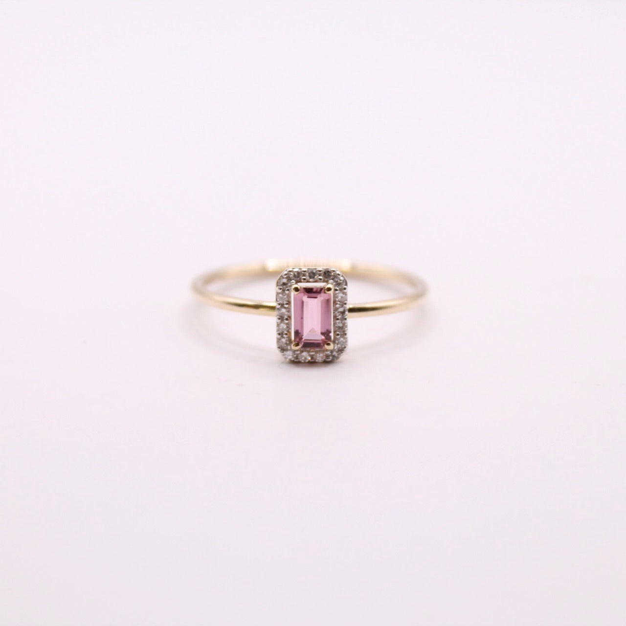 Tourmaline & Diamond Baguette Ring