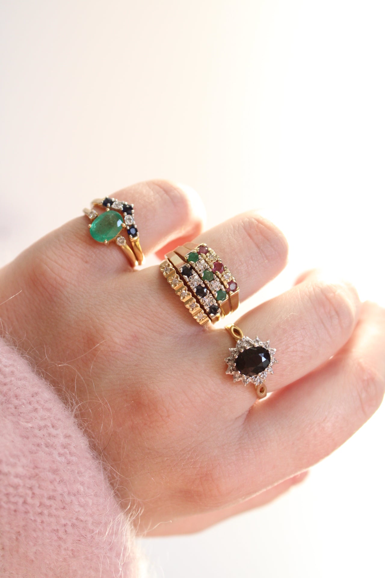 Sapphire & Diamond Row Ring