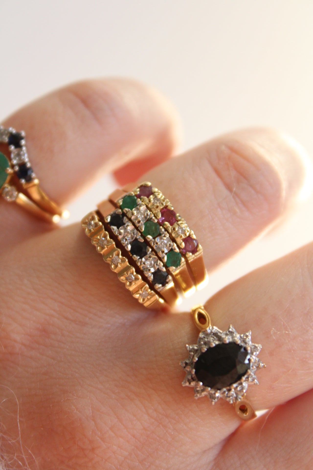 Sapphire & Diamond Row Ring