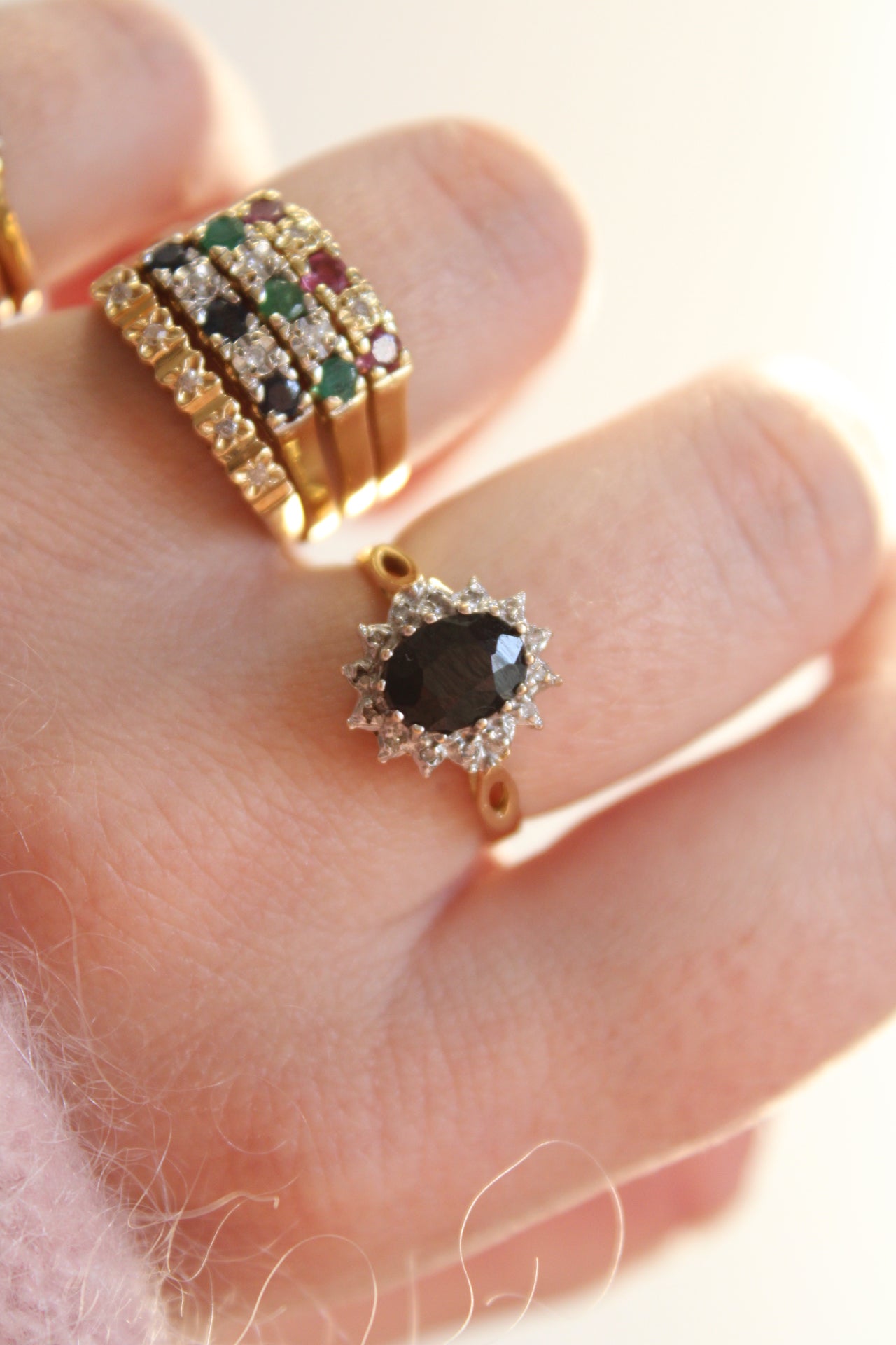 Sapphire & Diamond Row Ring
