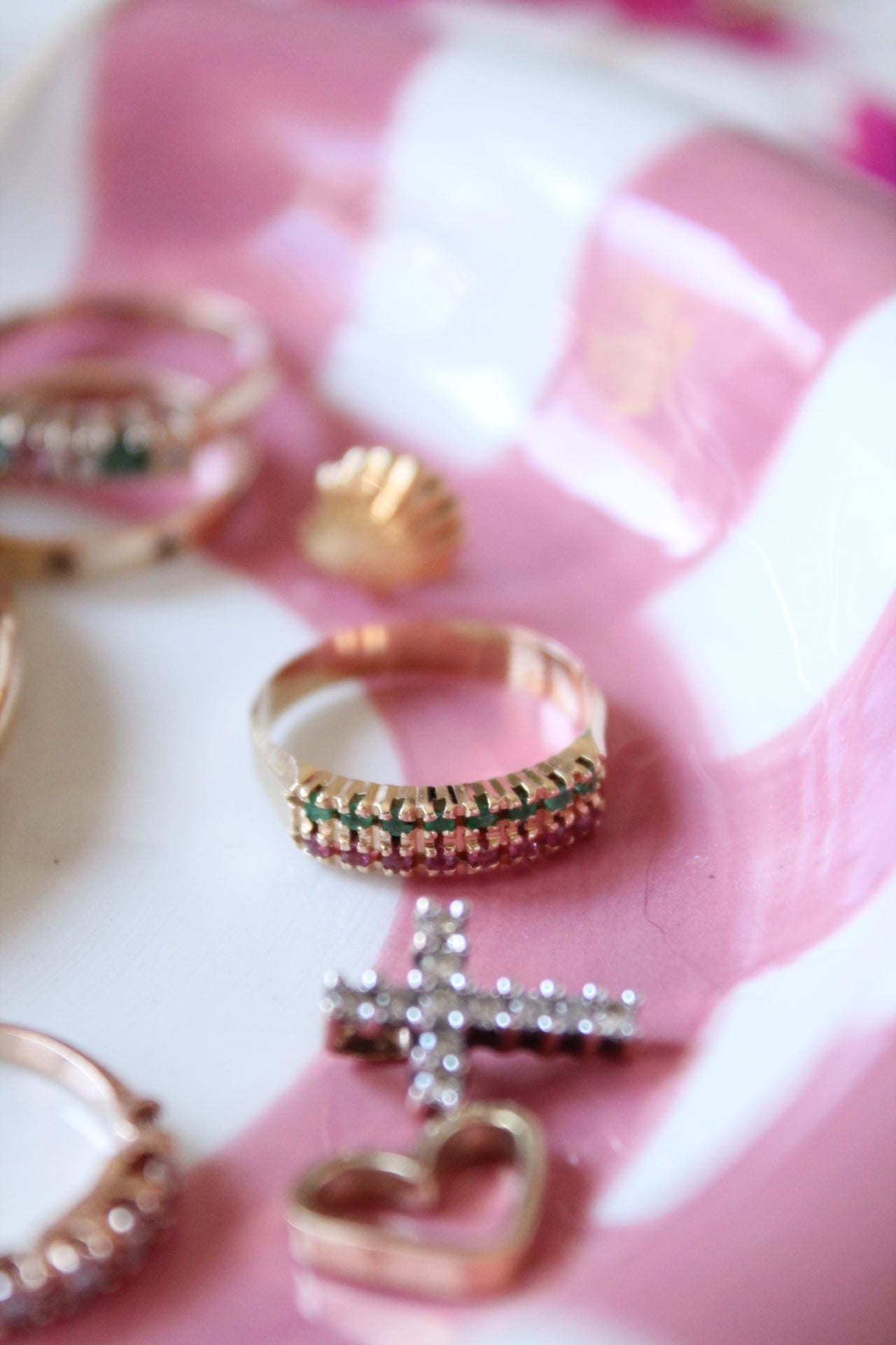 Ruby & Emerald Double Row Ring