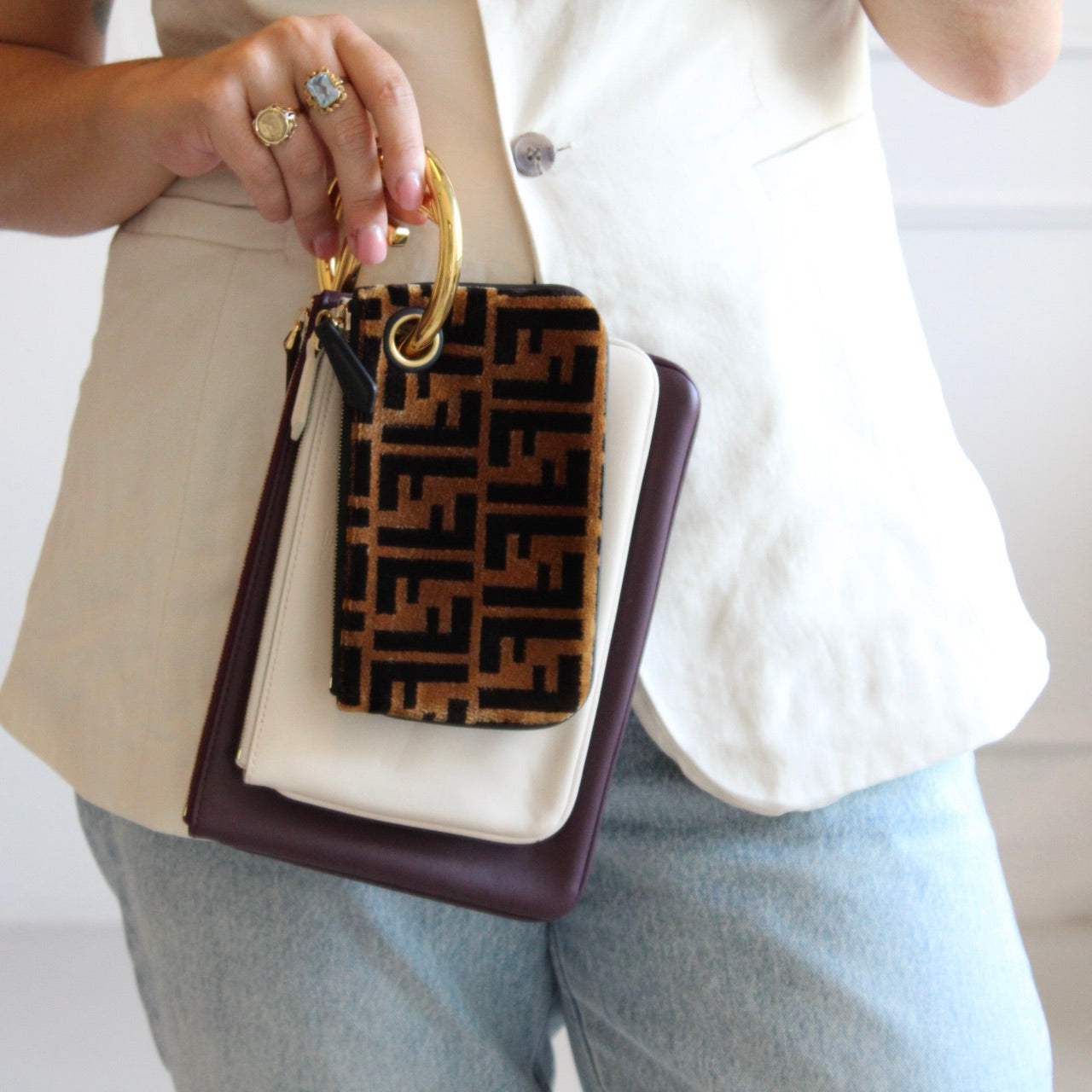 Fendi Triplette Zucca Clutch/Pouch