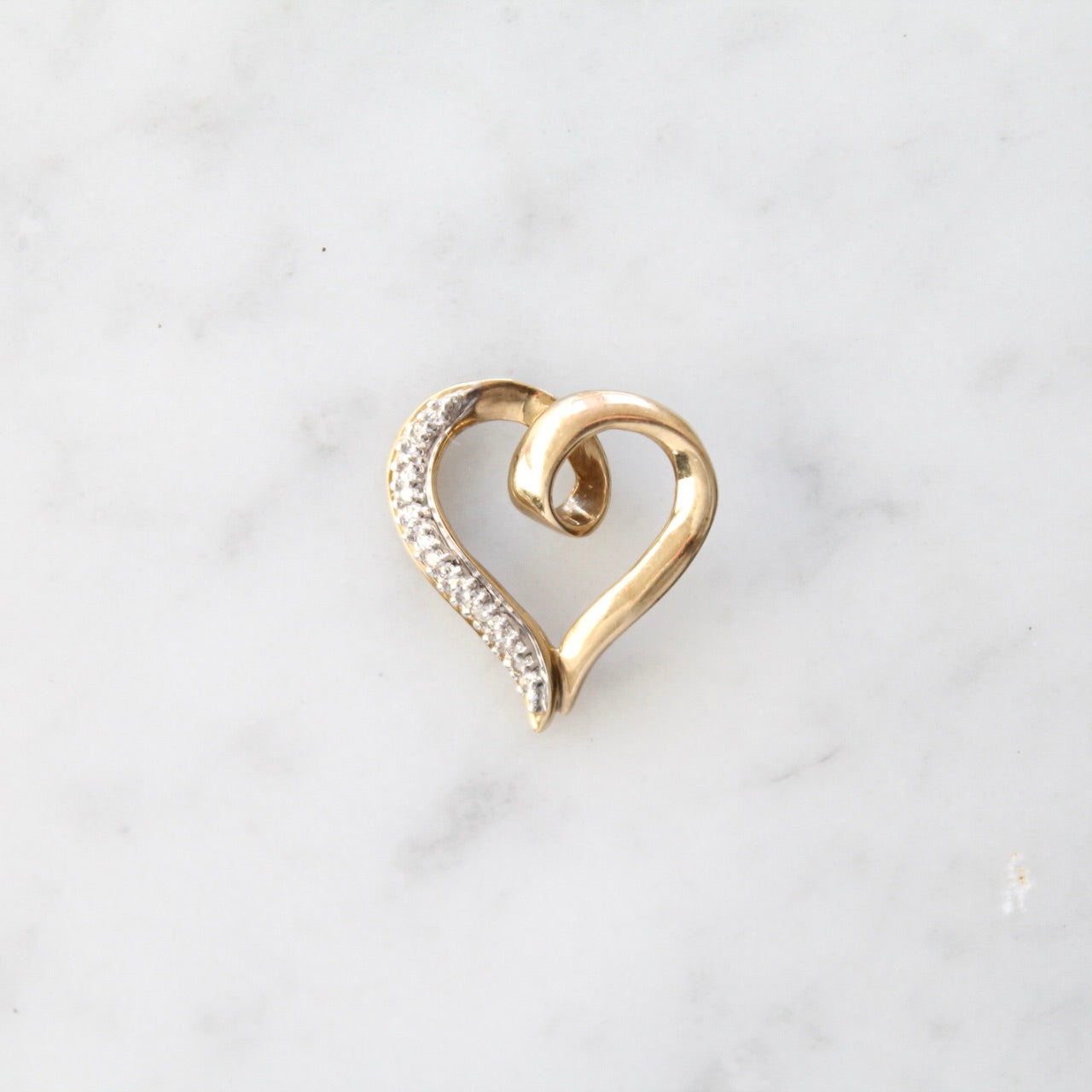Floating Diamond Heart Charm