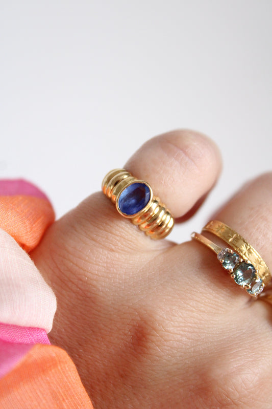 Heavy Sapphire Band Ring