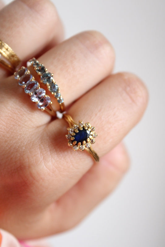 Sapphire & Diamond Lady Di Ring