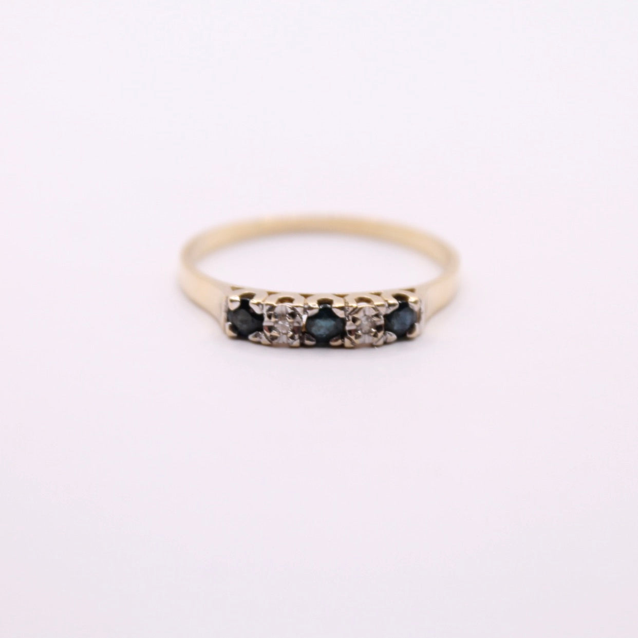 Sapphire & Diamond Row Ring