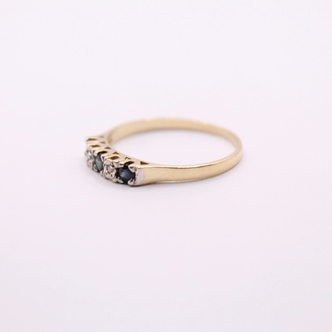 Sapphire & Diamond Row Ring