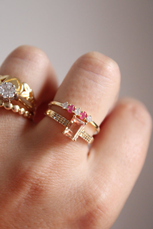 Morganite & Champagne Diamond Ring