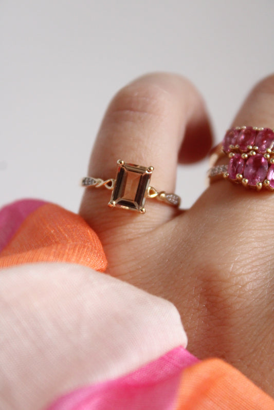 Morganite & White Zircon Ring