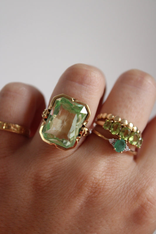 Lime Spinel Statement Ring