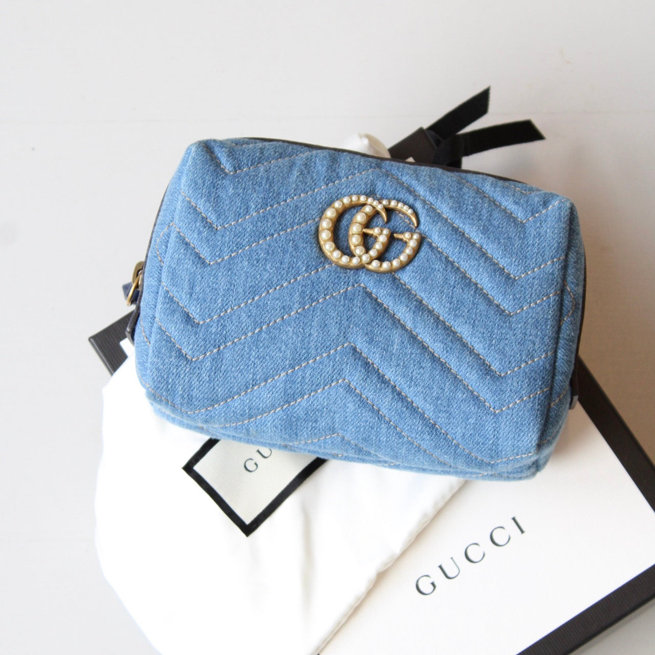 Gucci GG Marmont Denim Pouch