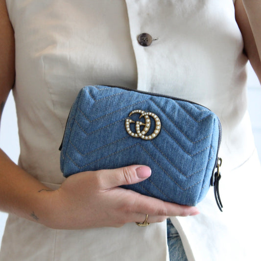 Gucci GG Marmont Denim Pouch