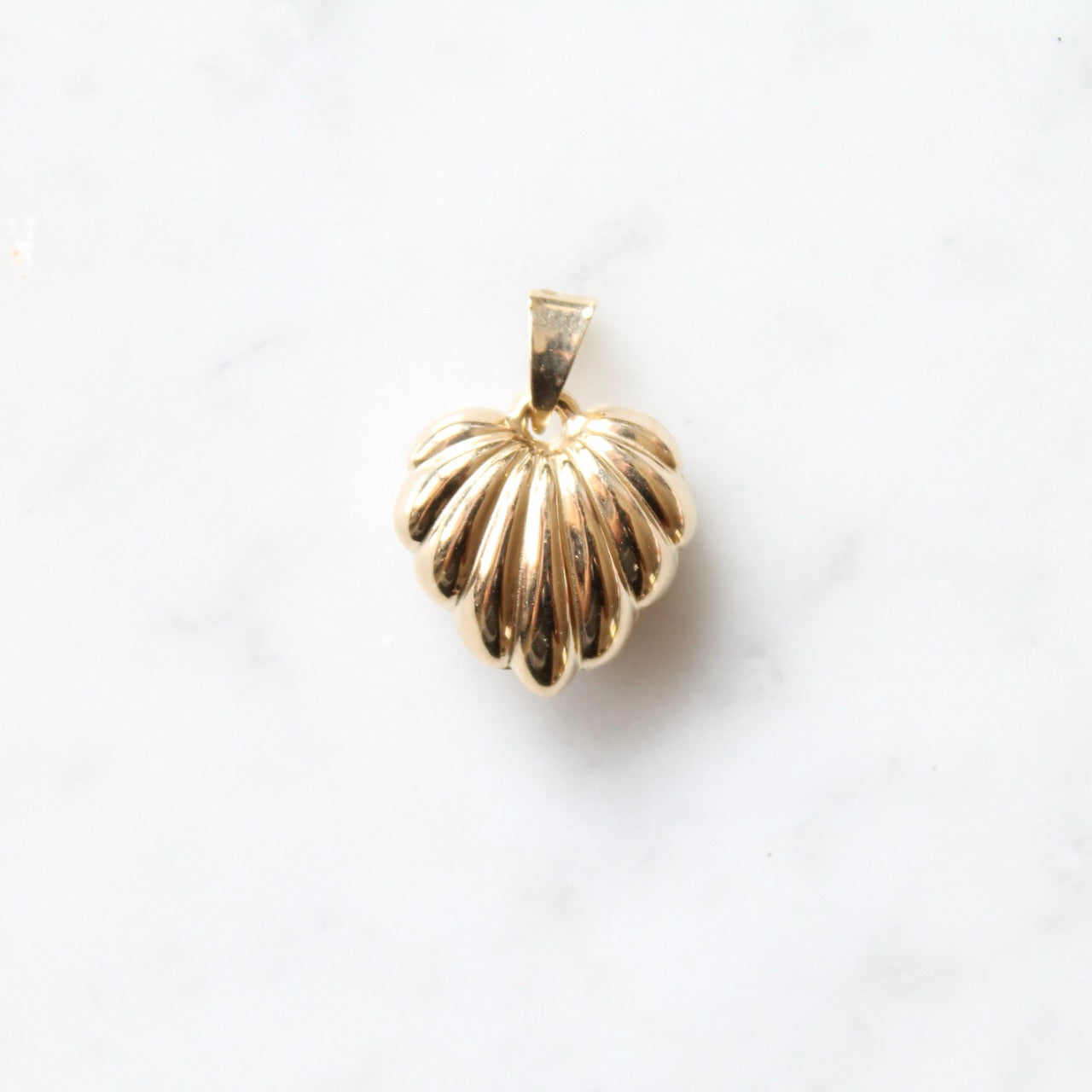 Puffy Ribbed Heart Charm