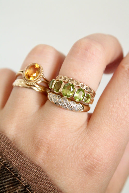 Victorian Peridot Row Ring