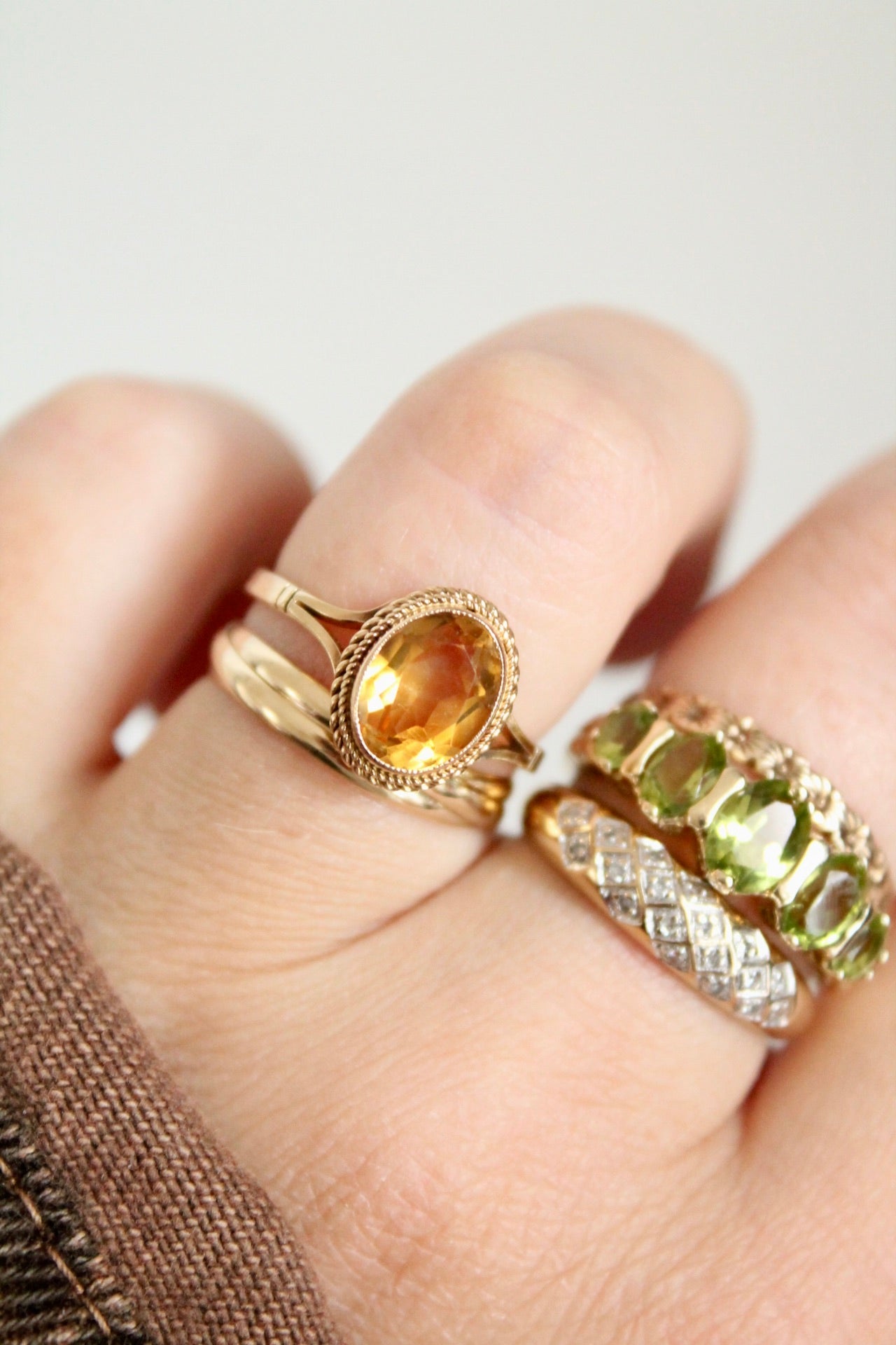 Single Citrine Cord Ring