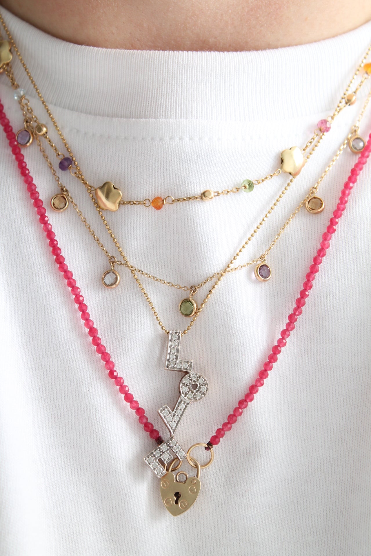 Multi Gem Disco Necklace