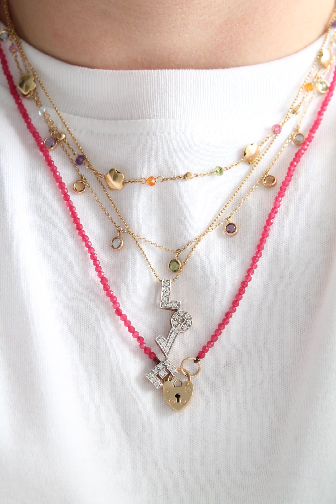 Multi Gem Disco Necklace
