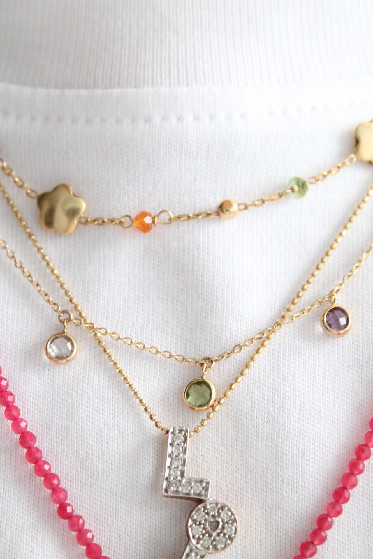 Multi Gem Disco Necklace