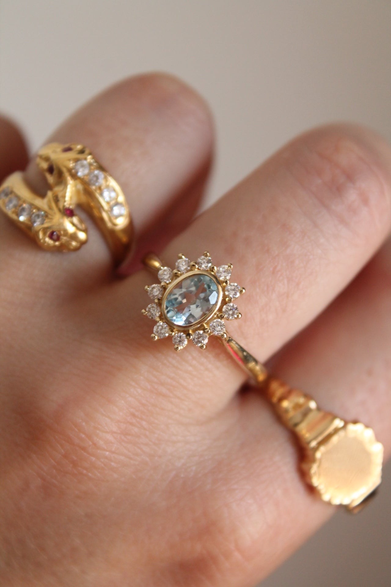 Aquamarine Lady Di Ring