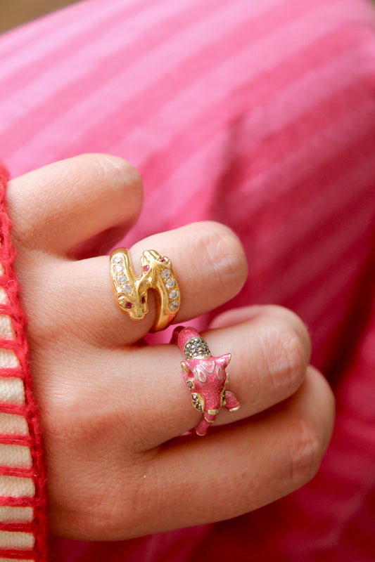 Double Panther Ruby Ring