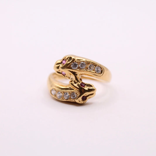 Double Panther Ruby Ring