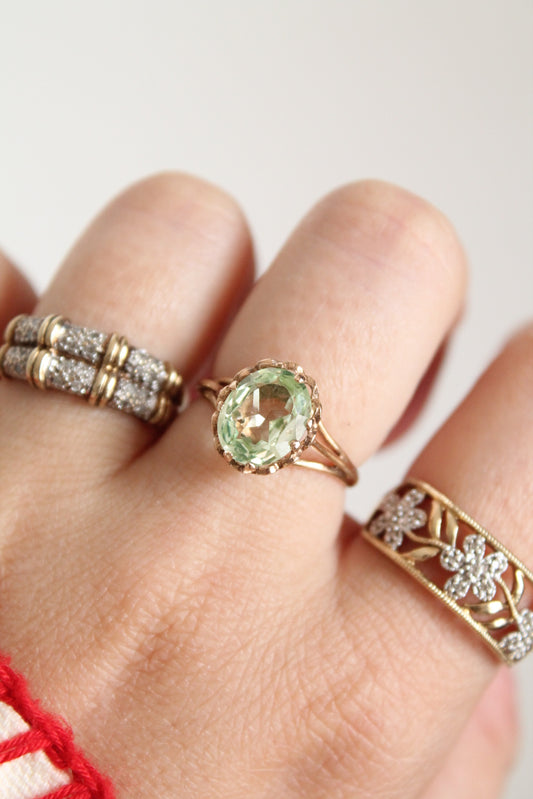 Lime Spinel Statement Ring