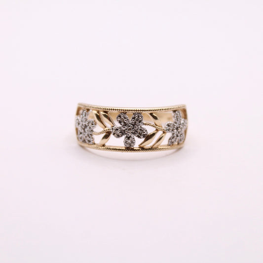 Diamond Flower Band Ring