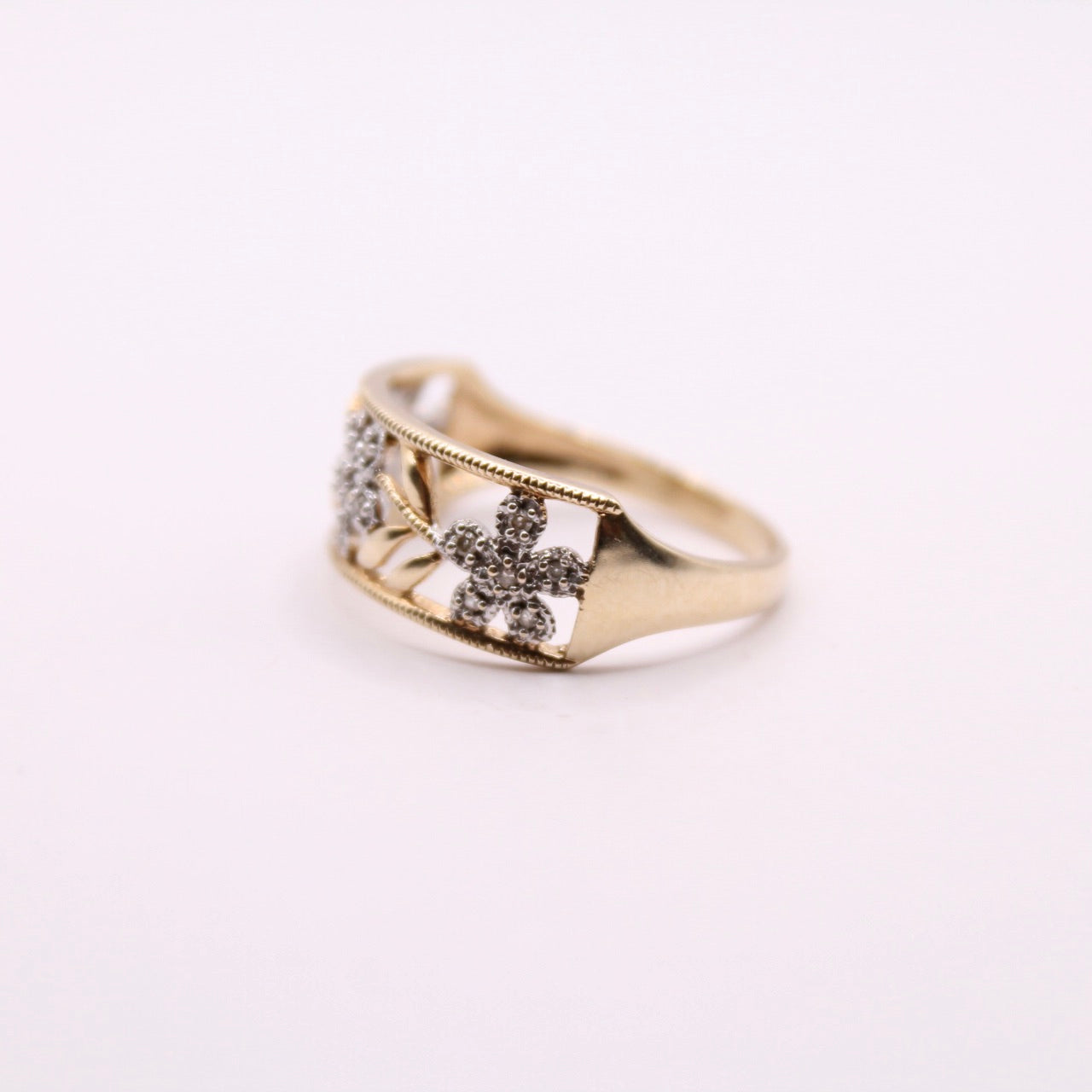 Diamond Flower Band Ring