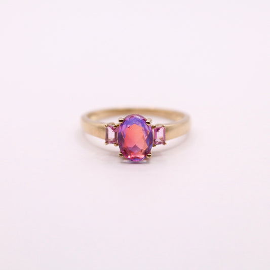Pink Mystic Topaz Trilogy Ring