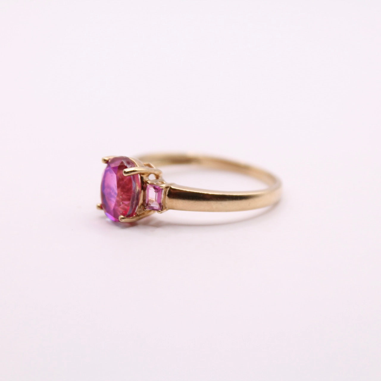 Pink Mystic Topaz Trilogy Ring