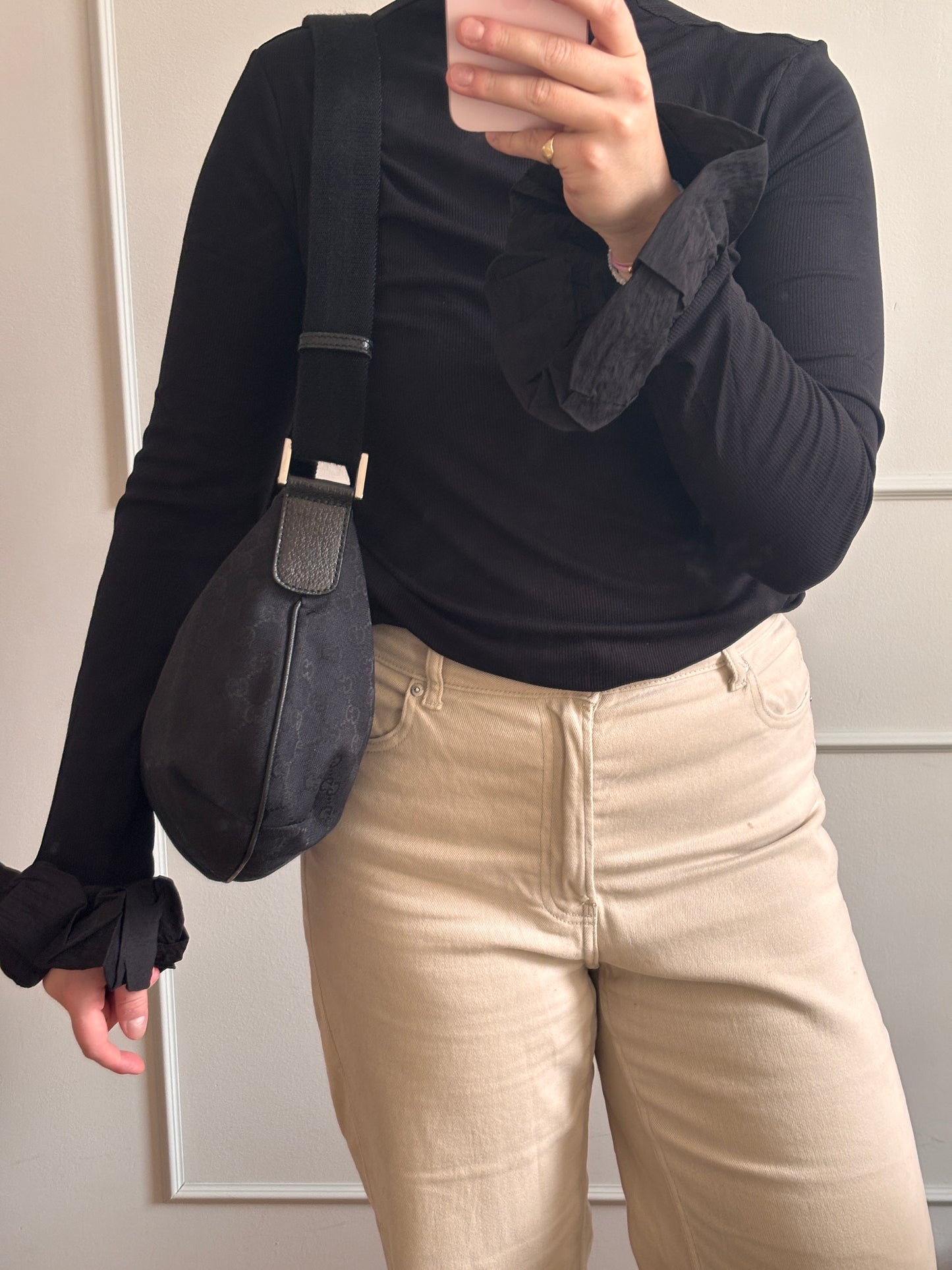 Gucci GG Half Moon Canvas Shoulder Bag