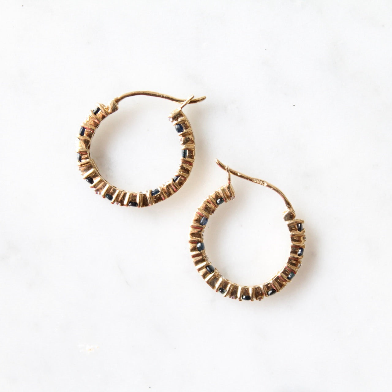 Sapphire & Diamond Hoop Earrings
