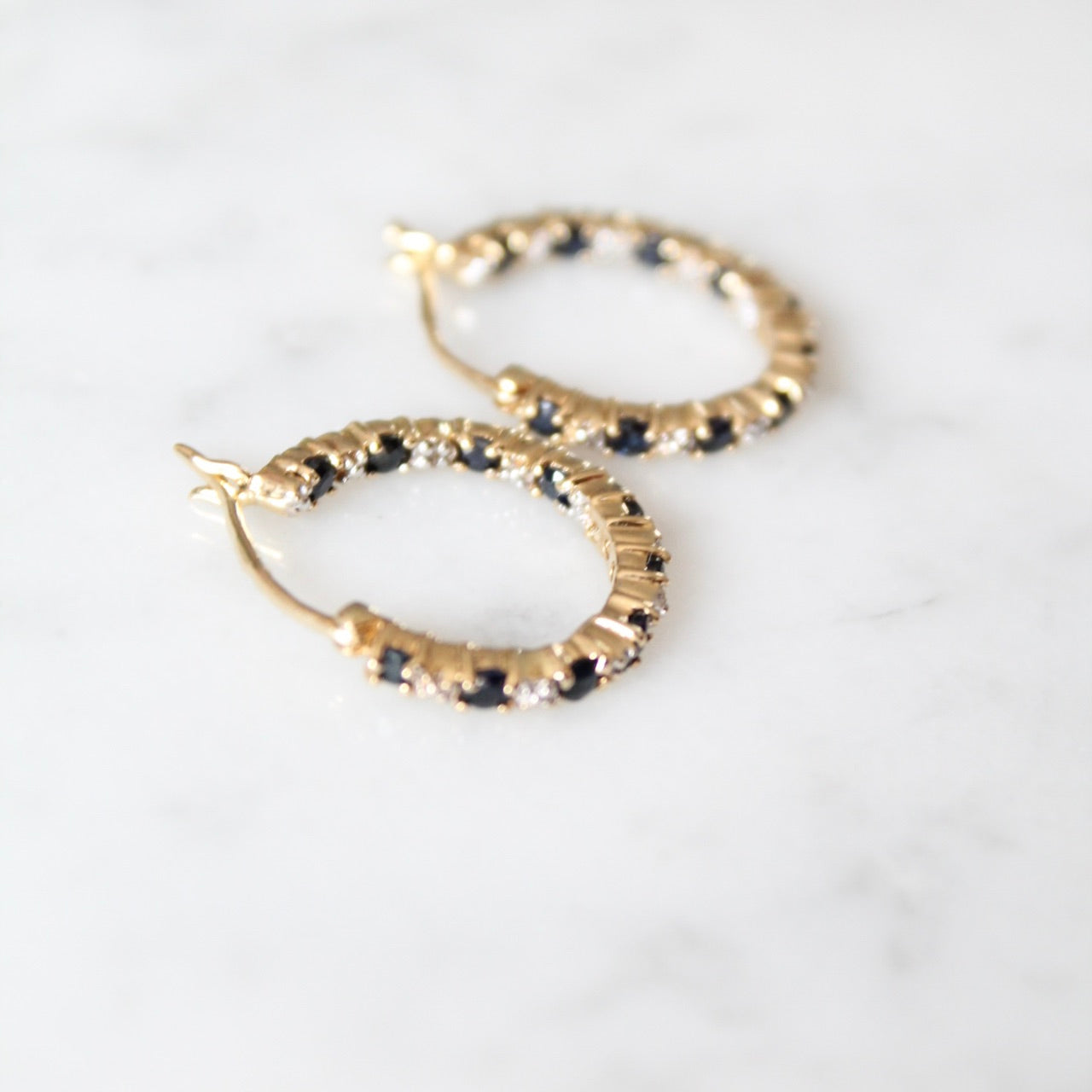 Sapphire & Diamond Hoop Earrings