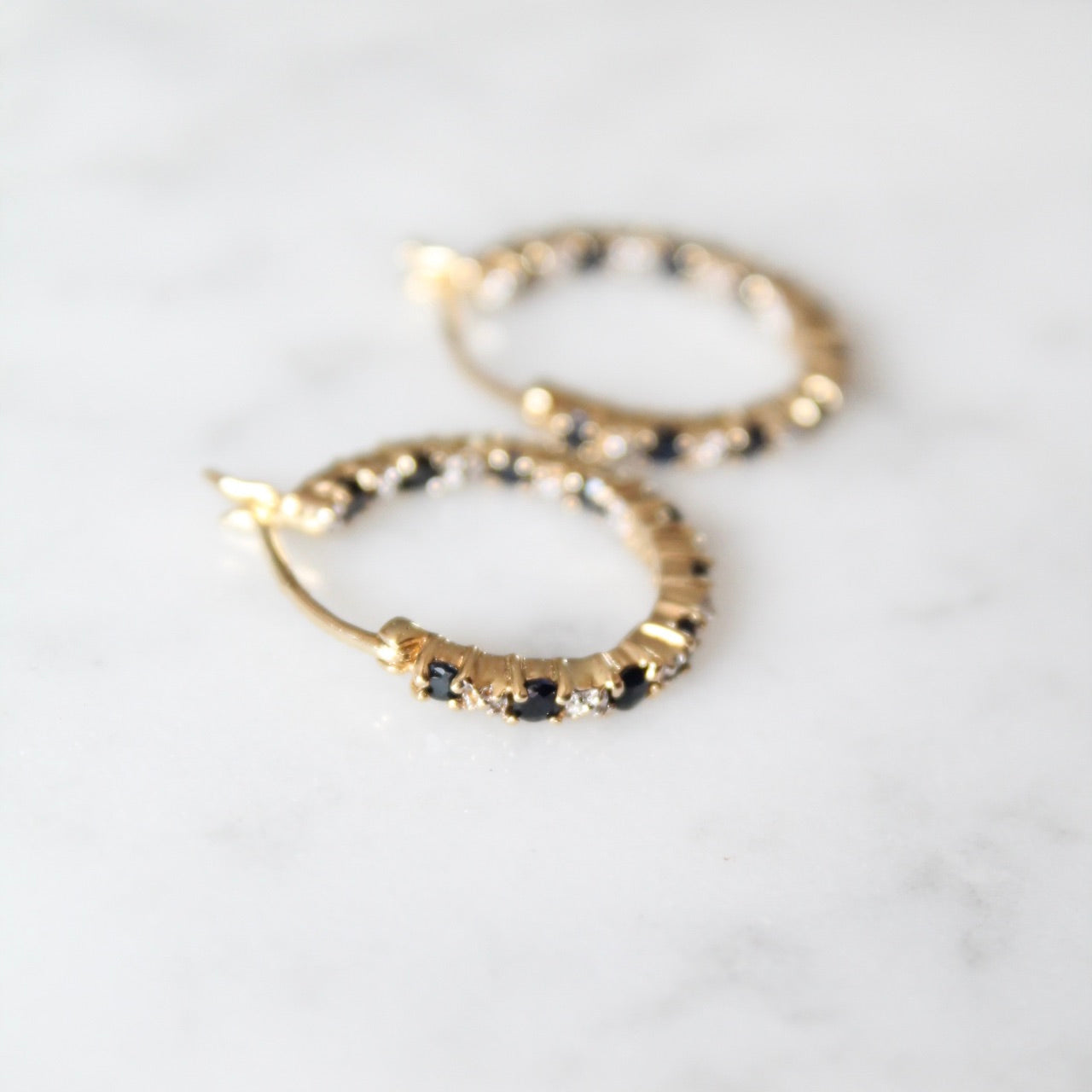 Sapphire & Diamond Hoop Earrings