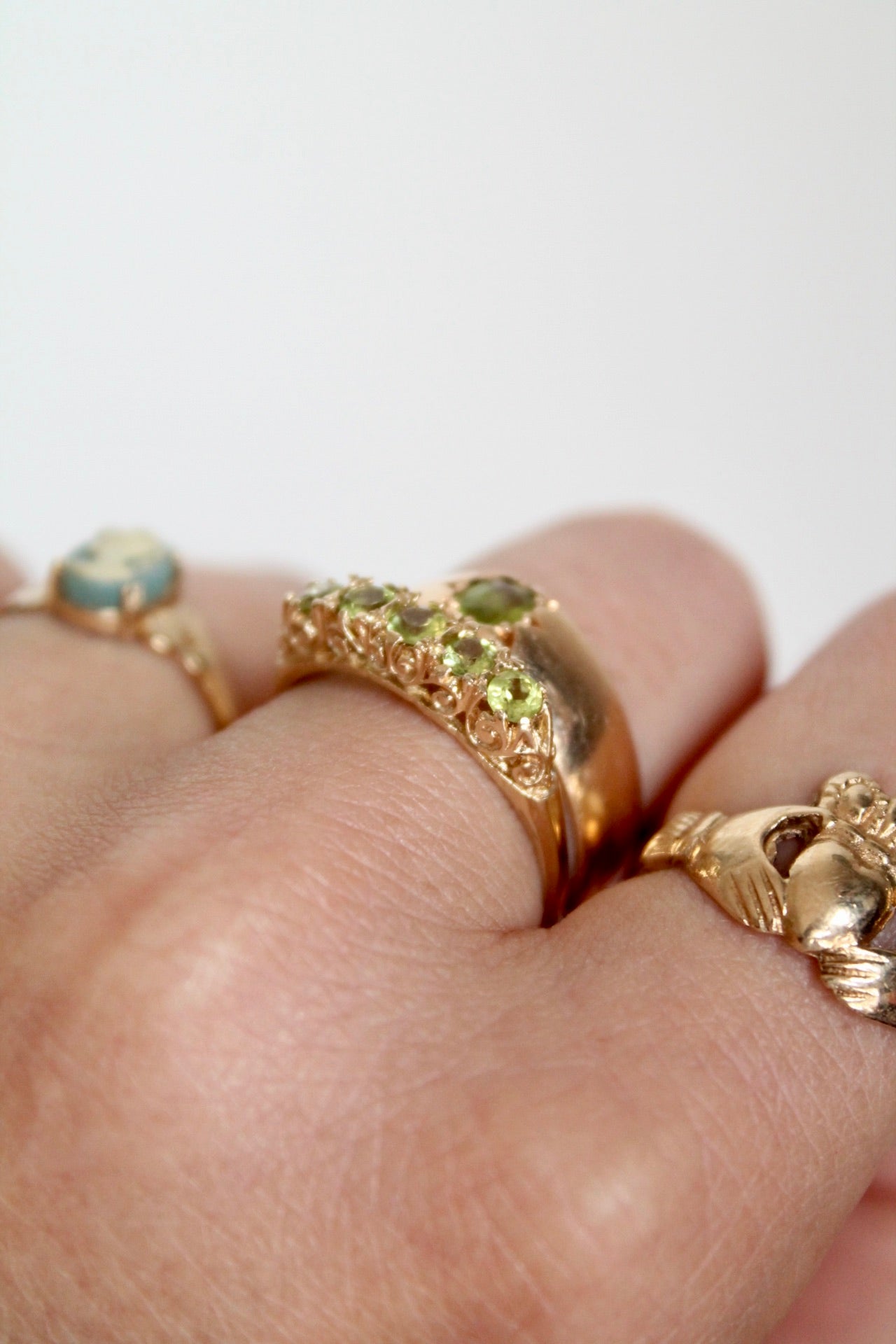 Victorian Peridot Row Ring