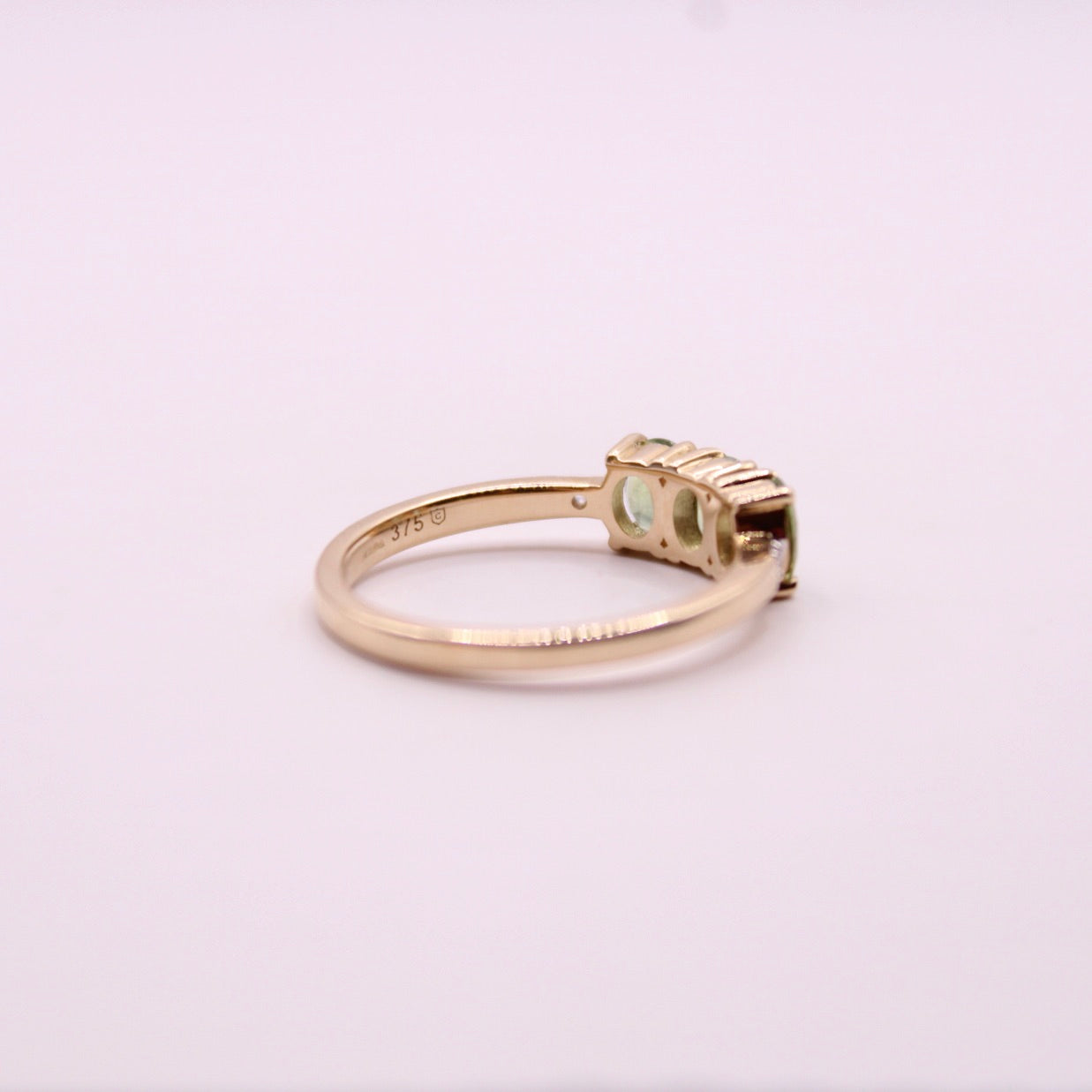 Green Sapphire Trilogy Ring
