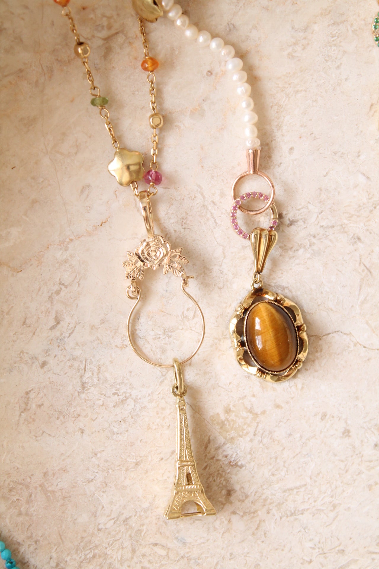 Flower & Multi Gem Necklace