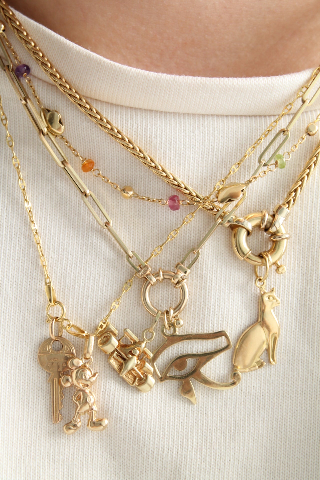 Flower & Multi Gem Necklace