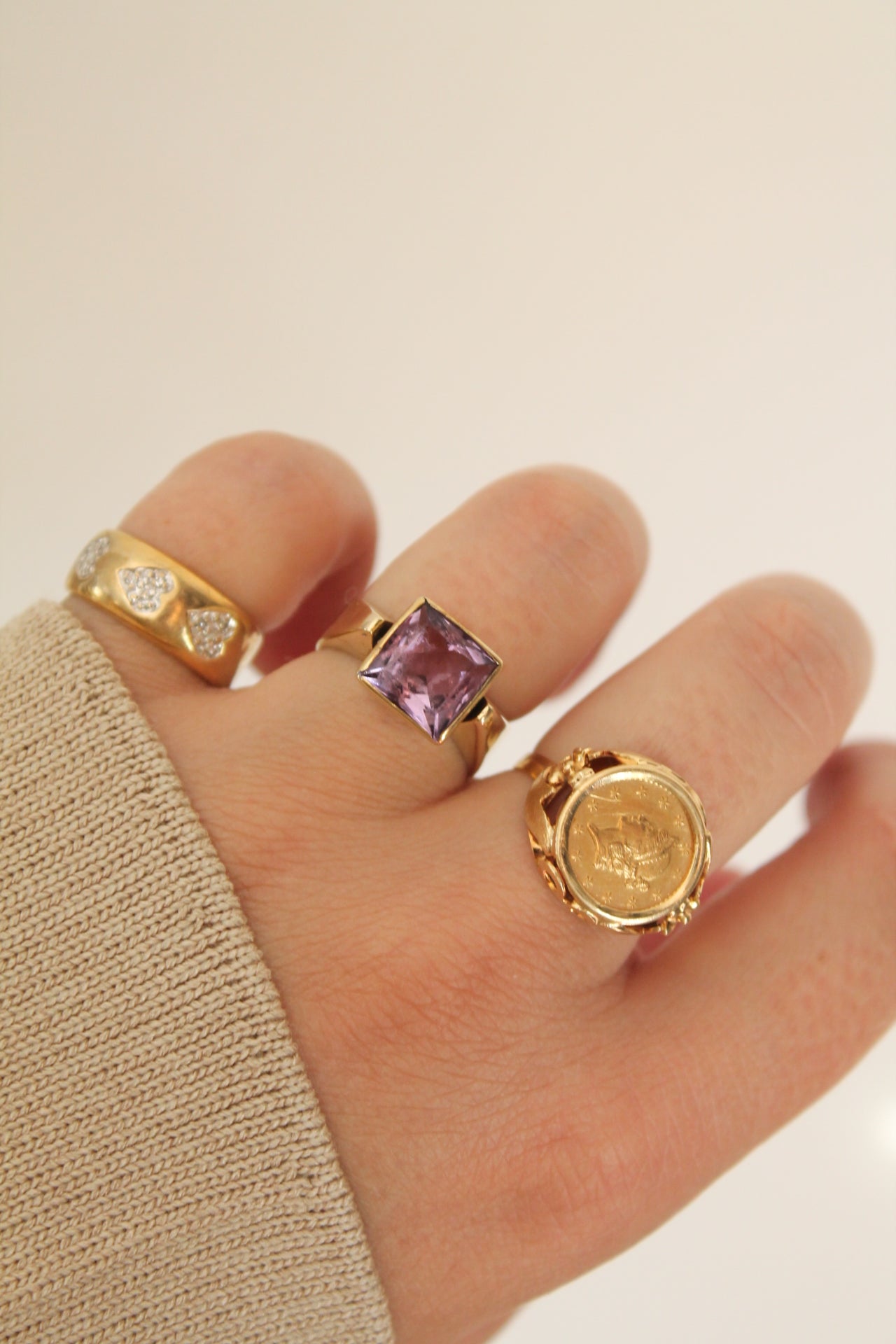 Square Amethyst Statement Ring