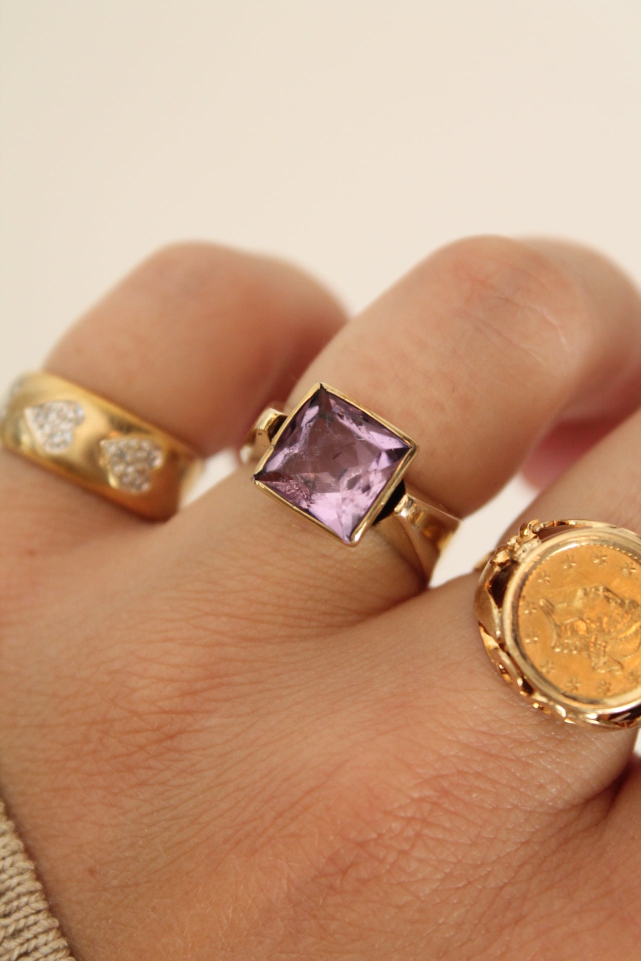 Square Amethyst Statement Ring