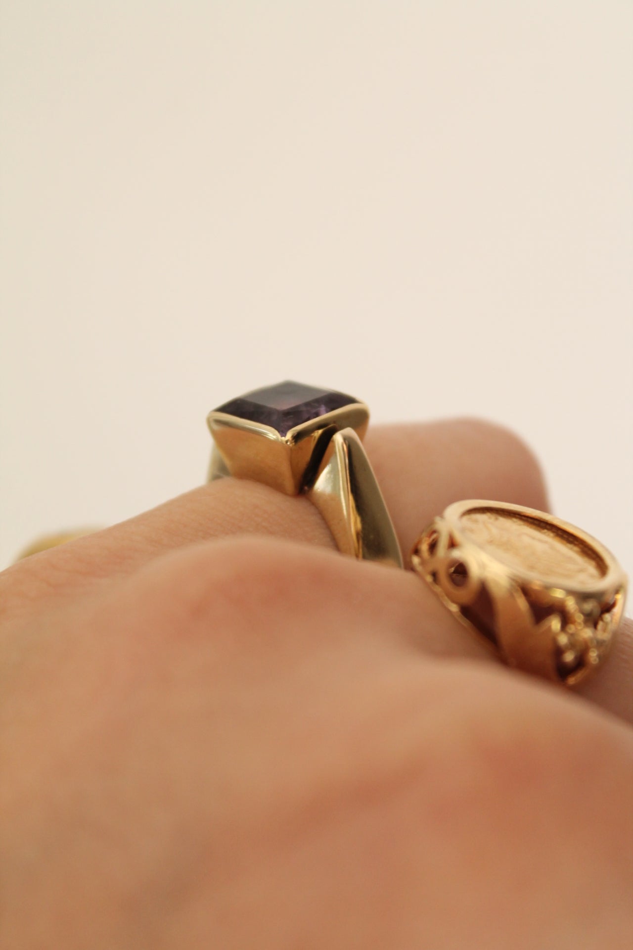 Square Amethyst Statement Ring